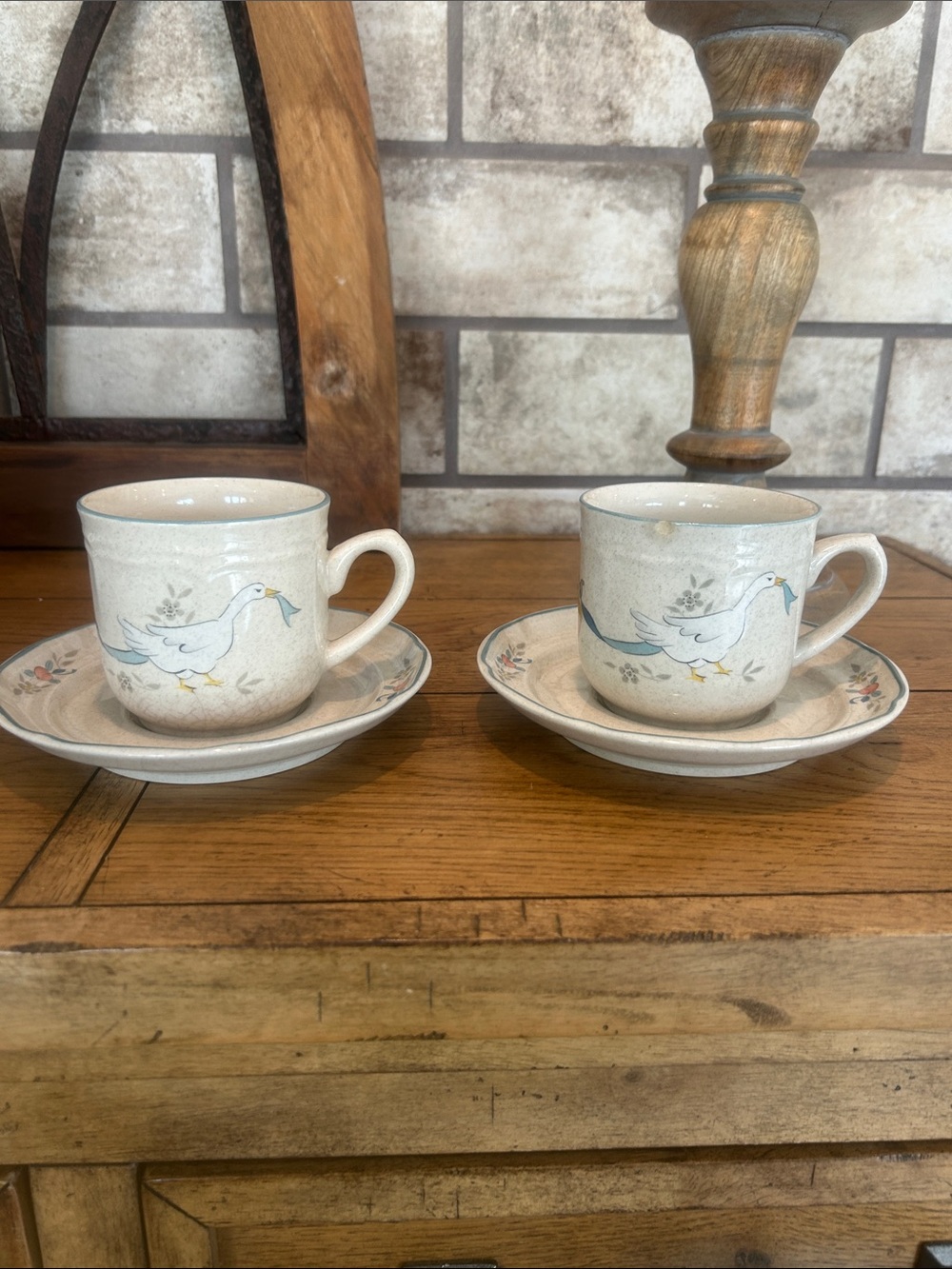 Marmalade vintage coffee cup with saucer set of two